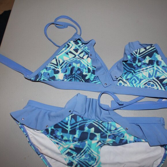 Green & Blue 2 Pcs Justice Bikini Swimsuit Size 14 - Picture 2 of 11